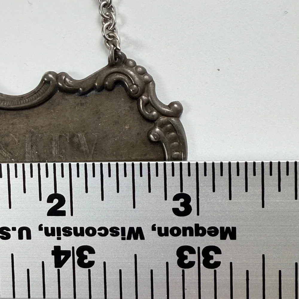 Vintage Gorham Whiskey Decanter Label‎ Silverplate Repousse Barware Tag